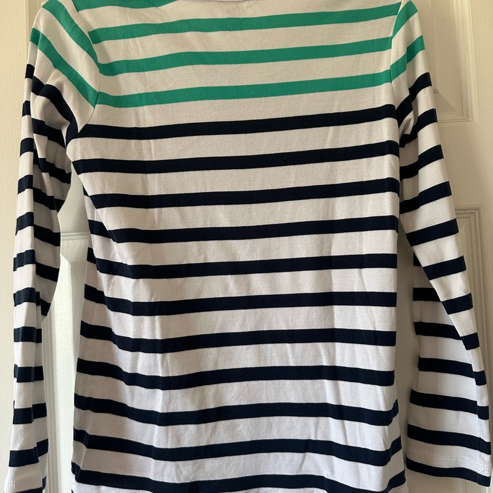 Tommy Bahama Navy, White, and Teal Striped Shirt, size S - Picture 2 of 6